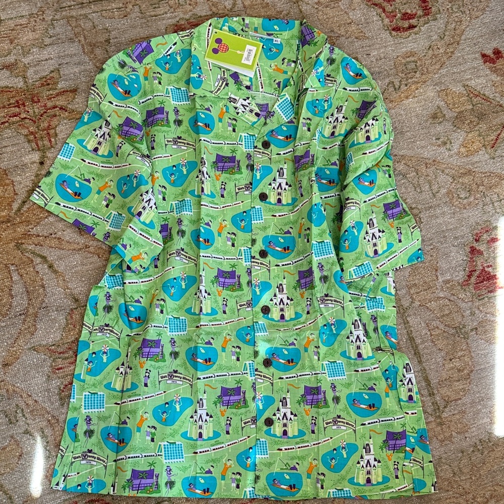 Disneyland resort men’s button down shirt, art design by SHAG